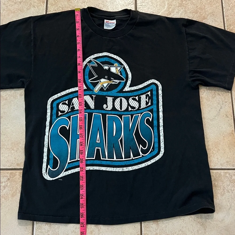 Vintage Hanes Single Stitch 90s NHL San Jose Sharks‎ Black Tshirt, Adult Large